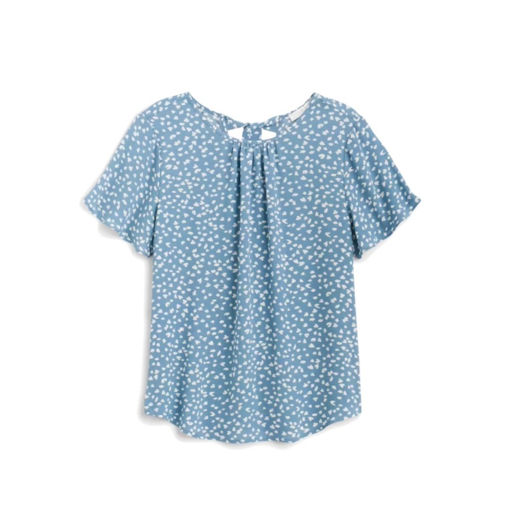 Stitch Fix Lush Zia Blue & White Tie Back Blouse